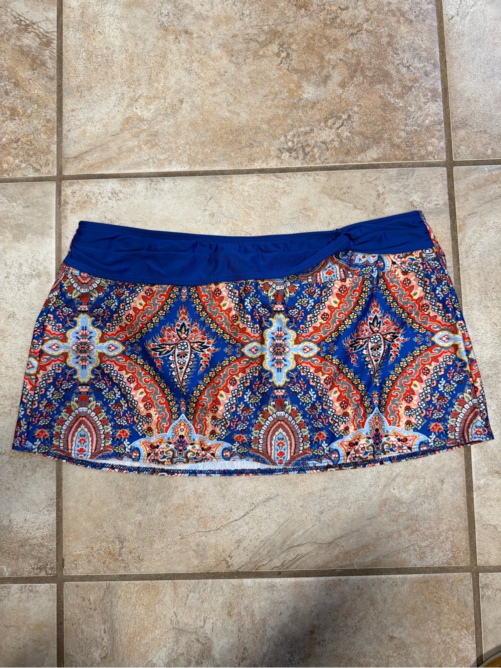 ANTONIO MELANI Blue Paisley Swim Skirt Built in bikini bottom M